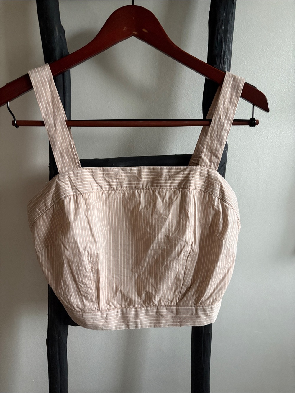 Japna Tan Striped Square-Neck Crop Top